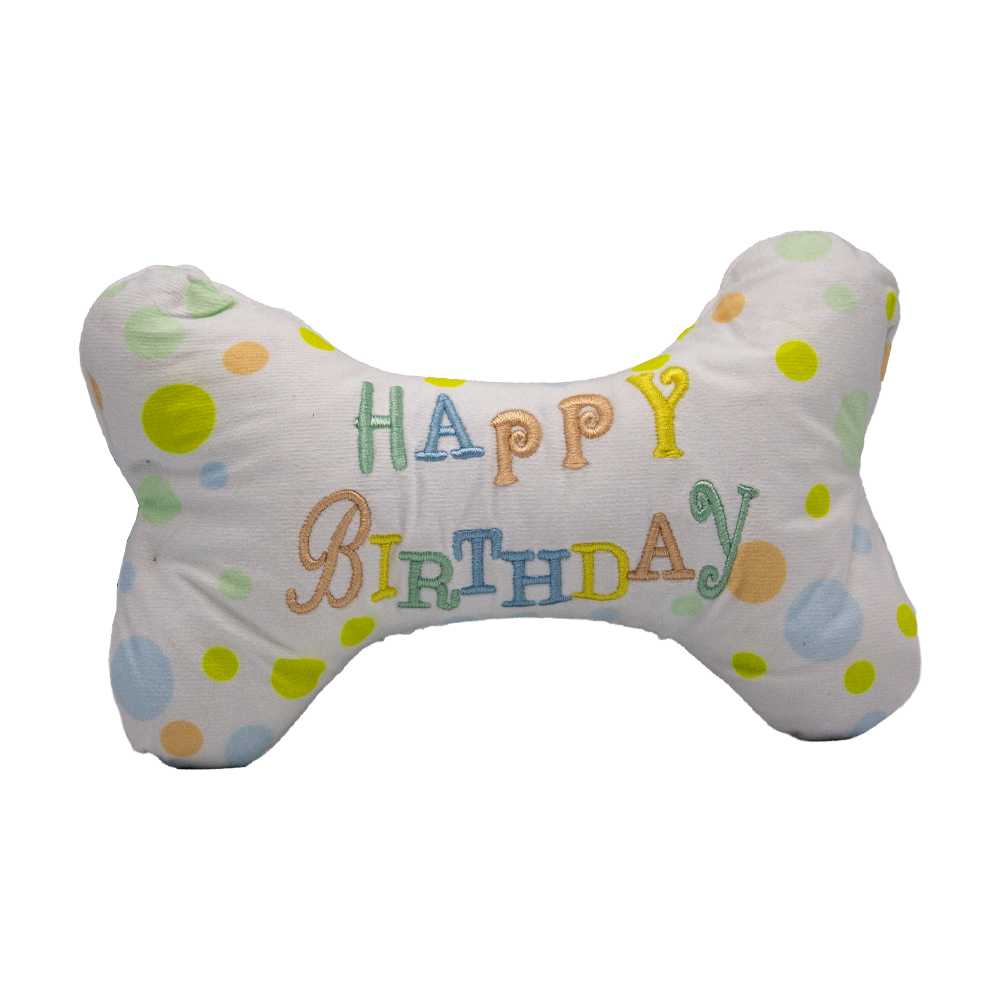 Milos Happy Birthday Bone Plush Dog Toy