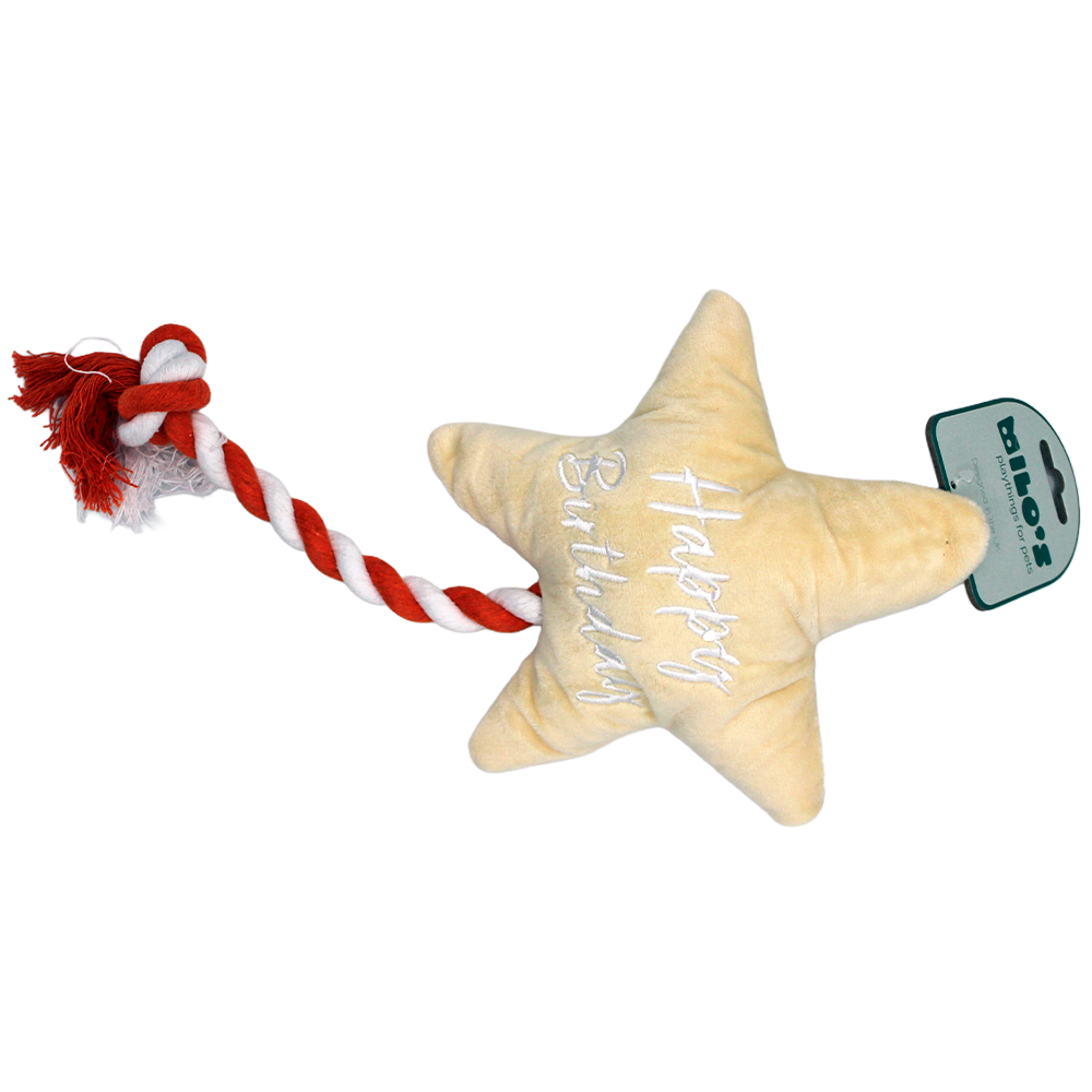 Milos Happy Birthday Star Plush Dog Toy