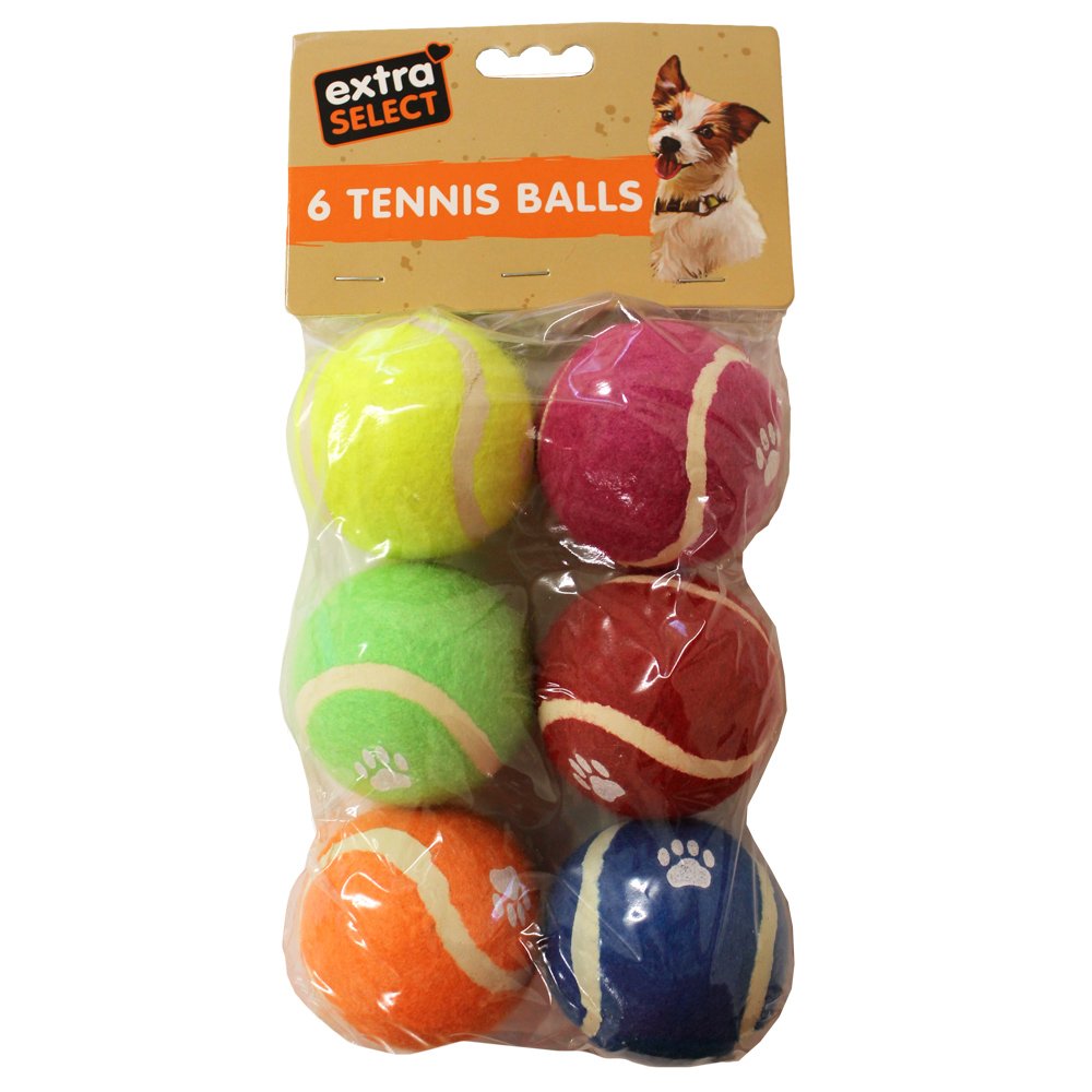 Extra Select 6pack Tennis Balls Dog Toy