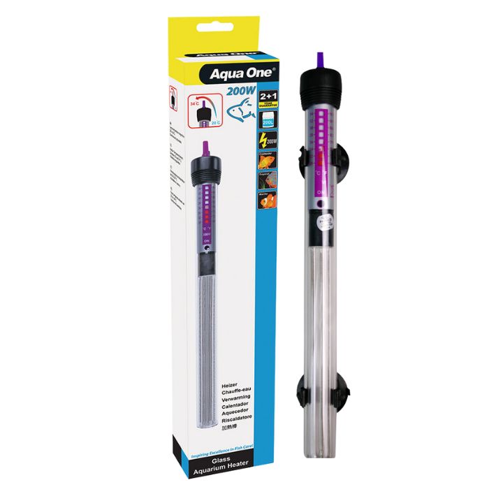 Aqua One 200w. Glass Heater for Fish Tanks 27.5cm.