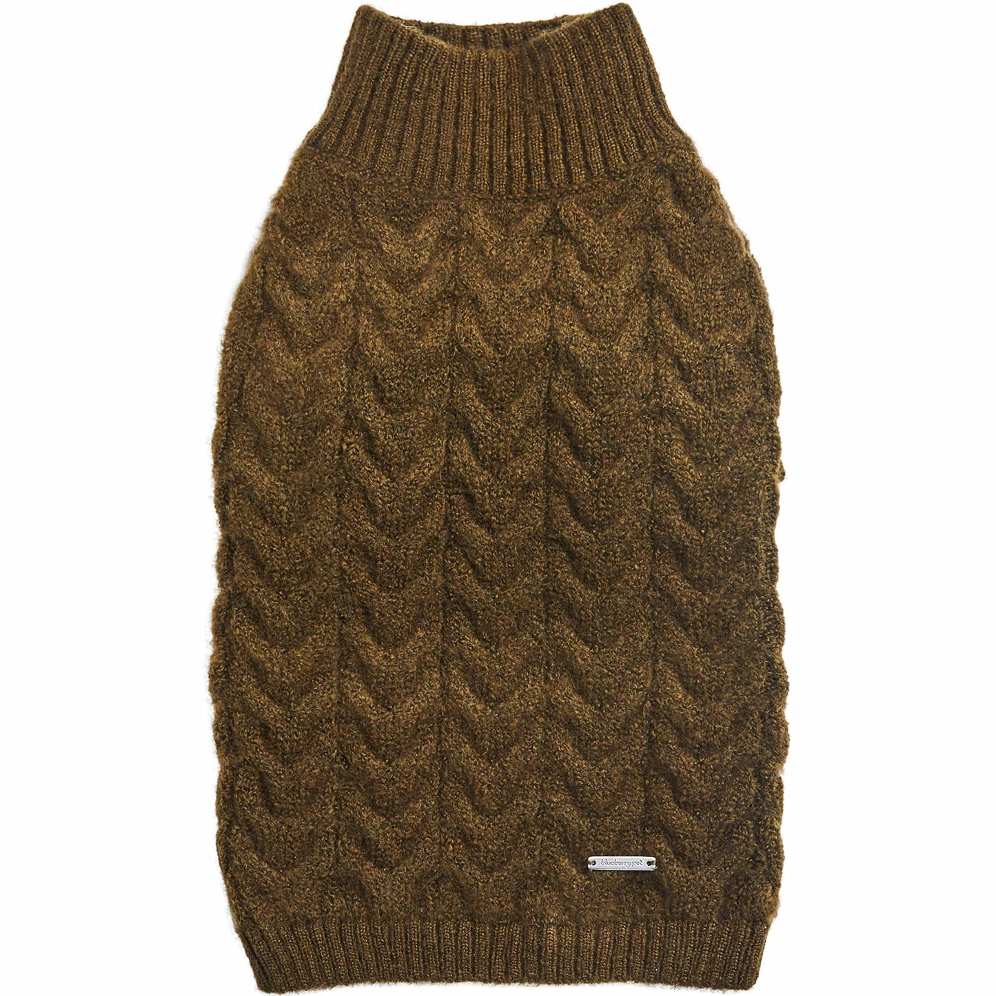 Blueberry Pet Fuzzy Knit Dog Pullover Olive Green Size 14 :: Back Length 14", Chest Girth 17"-21", Neck 14"
