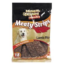 151 Munch & Crunch Wagg Meaty Strips With Lamb & Rice Dog Treat 18 Pack