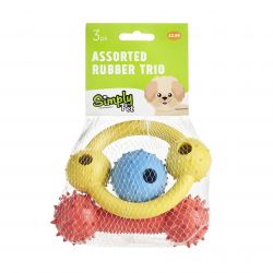 Assorted Trio of Rubber Dog Toys