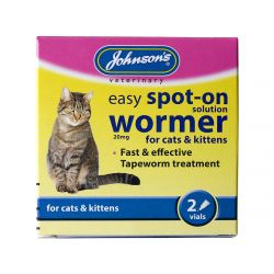 Johnsons Easy Spot On Solution Wormer For Cats & Kittens. 2 Vials