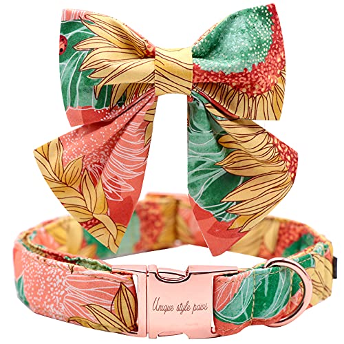 CLEARANCE - Unique Style Paws Sunflower Dog Collar & Bow Tie L