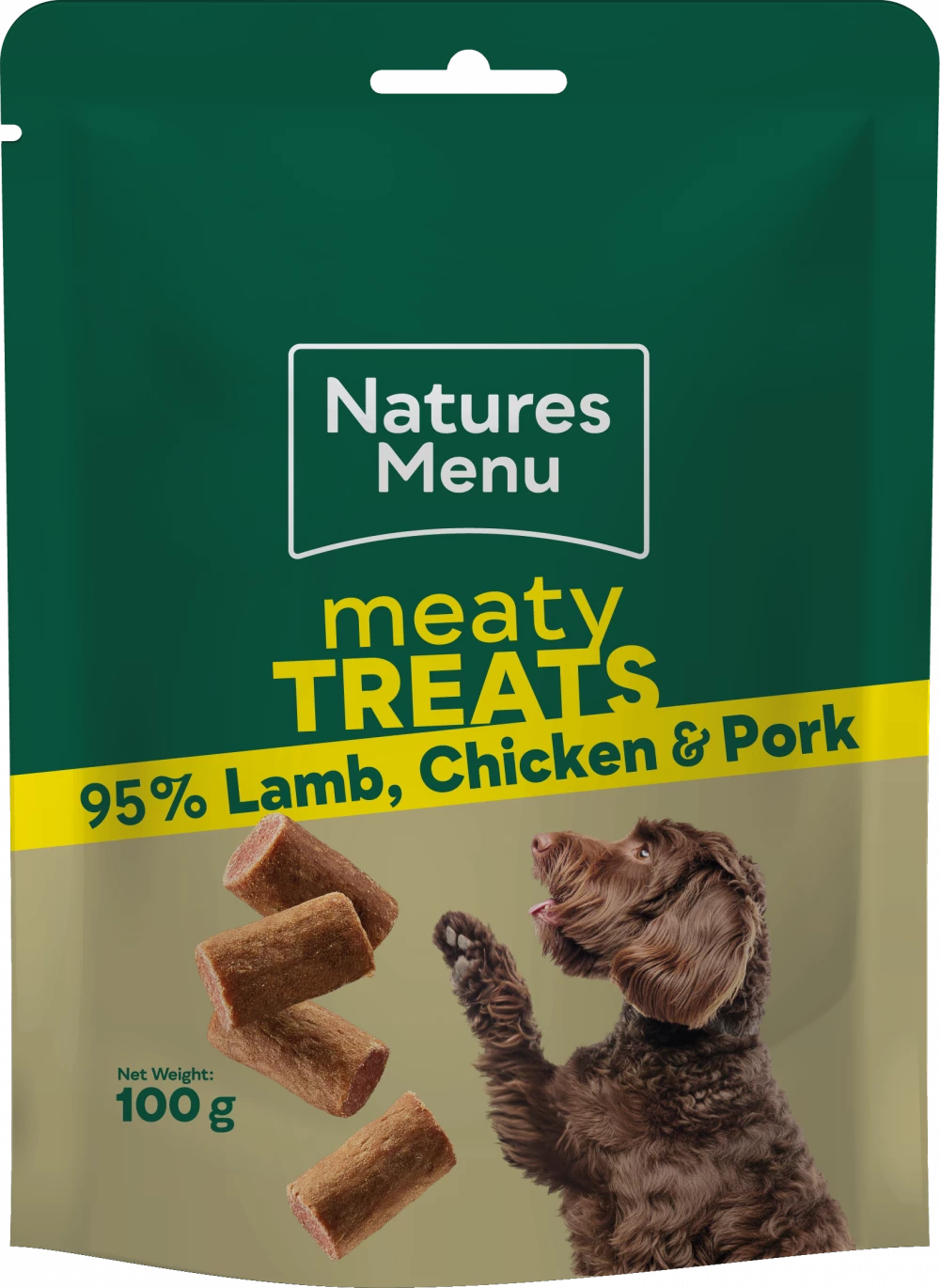 Natures Menu Meaty Bites Lamb, Chicken & Pork Dog Treats 100g.