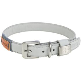 BE NORDIC Leather Collar XS-S 30-36cm/15mm. light grey