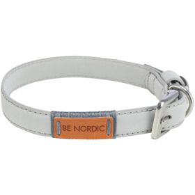BE NORDIC Leather Collar S-M 40-46cm./20mm. light grey
