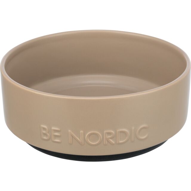 BE NORDIC Ceramic/Rubber Dog Bowl 1.2lt/18cm. taupe