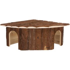 Trixie Jesper Corner House for Rabbits, 2 exits bark wood 52x18x37cm.