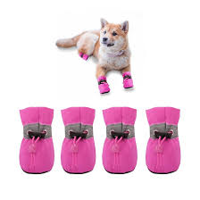 Yaodhaod Dog Shoes in Pink small size, Pack of 4