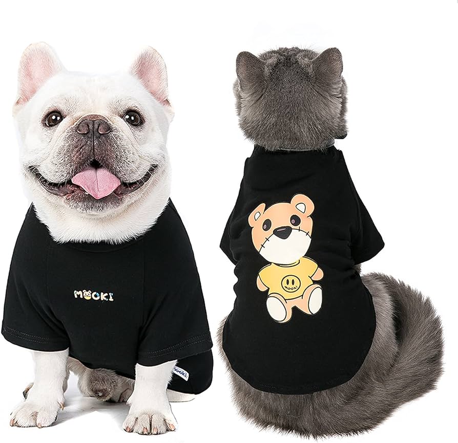 CLEARANCE - MookiPet Short Sleeve Black Cotton T Shirt with Bear M