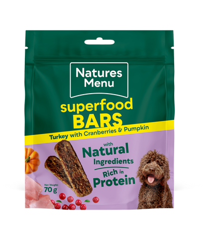 Natures Menu Superfood Dog Treat Bars 70g – Chicken, Beef, Turkey, Duck & Fish