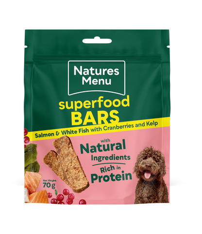 Natures Menu Superfood Dog Treat Bars 70g – Chicken, Beef, Turkey, Duck & Fish