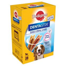 Box of Pedigree Denta Stix dog treats on a white background