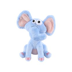 Blue elephant plush toy on a white background