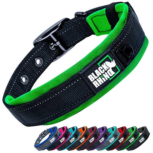 CLEARANCE - BLACK RHINO - THE COMFORT COLLAR ULTRA SOFT NEOPRENE PADDED DOG COLLAR extra large 23-27" green