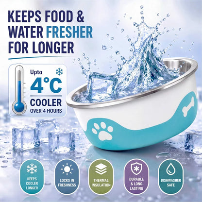 ThermaCool Dog Bowl - Azure Blue. Medium - 425ml (L 15cm X W 15cm x H 4.50cm)