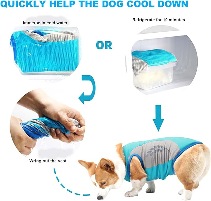 Dog Cooling Vest Cool coat Jacket for Dogs Soft Comfortable with Reflective Strip for Summer