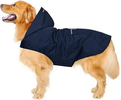 Dog Raincoat With Hood. Navy XL
