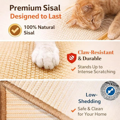 Cat Scratcher Board with Catnip Ball & Wooden Balls – Interactive Cat Toy & Scratching Pad, Natural Sisal & Solid Pine Wood, Durable Cat Scratcher, 43x33x3cm, No Assembly