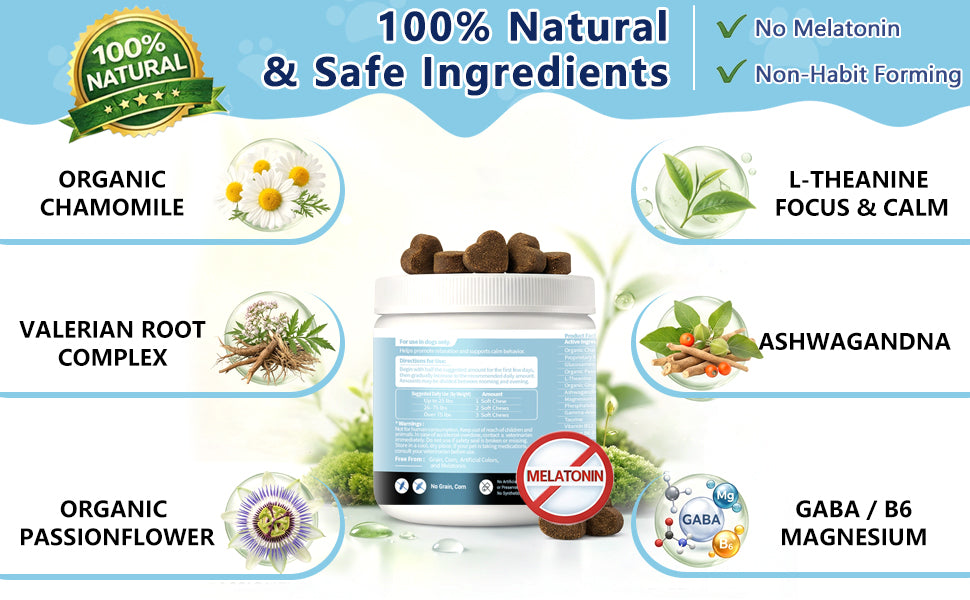 Calming Chews For Dogs. 60 Soft Chews Per Tub.