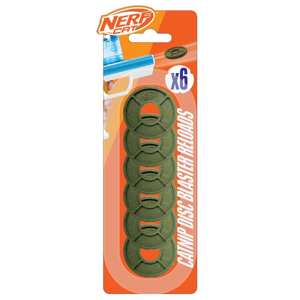 Nerf Cat TPR Foam Catnip Disc Blaster Reloads 38.4mm 6pk