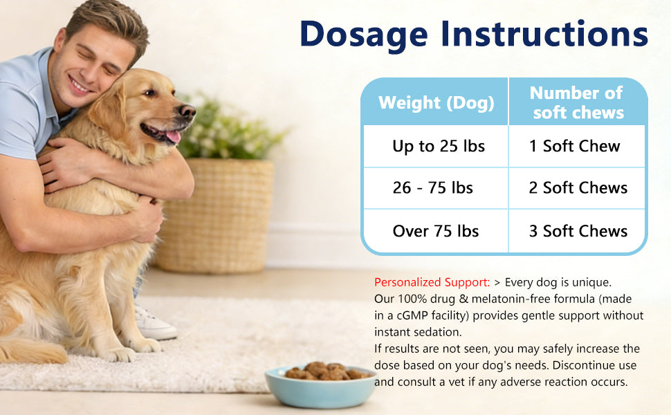 Calming Chews For Dogs. 60 Soft Chews Per Tub.
