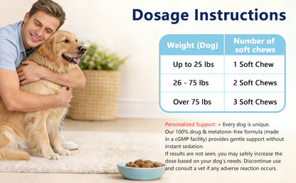 Calming Chews For Dogs. 60 Soft Chews Per Tub.