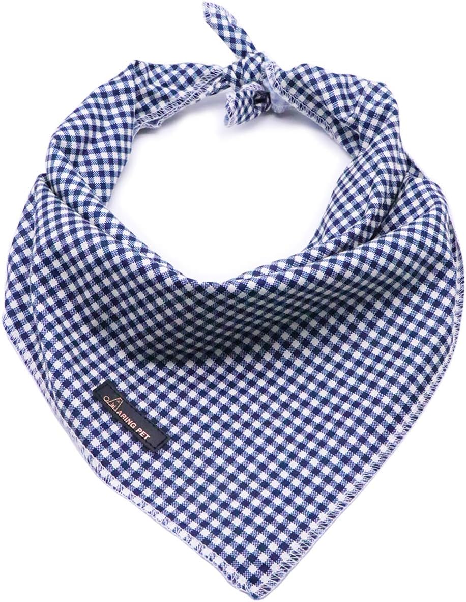 Aring Dog Bandana L blue check