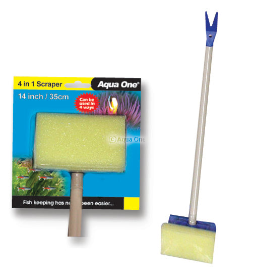 Aqua One 4 in 1 Fish Tank Scraper 14"/35cm.
