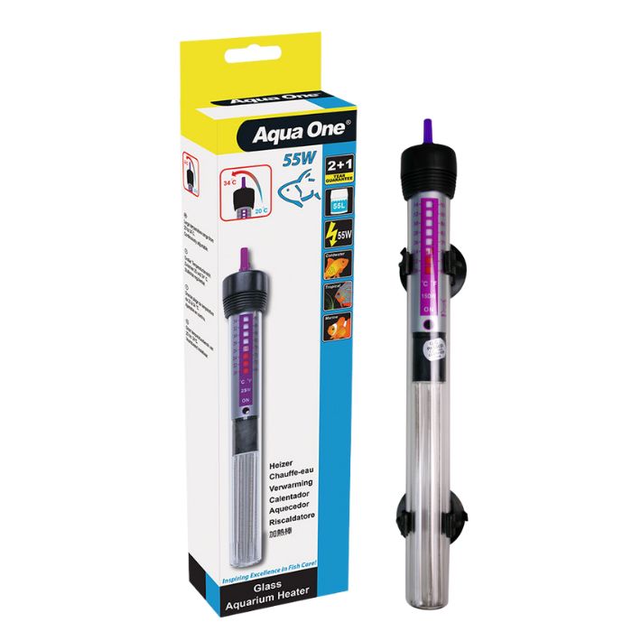 Aqua One 55w. Glass Heater for Fish Tanks 18.5cm.
