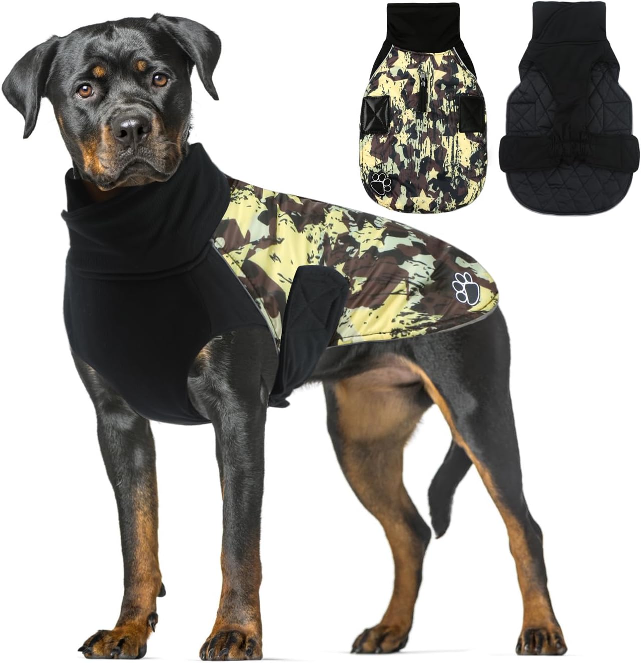 Alagirls Winter Dog Coat Star Camouflage 2XL