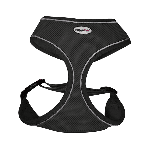 HugglePets Air Mesh Xsmall Black Dog Harness