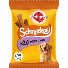 Pedigree Schmackos dog treats packaging on a white background
