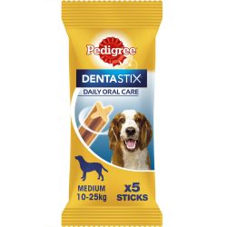 Pedigree Dentastix packaging for medium dogs on a white background