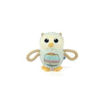 Coolpet Owl with Rope Limbs Dog Toy – Crinkle & Squeaky Tug Toy Plush owl toy with a rope on a white background