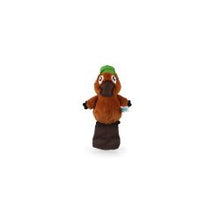 Coolpet Phil The Groundhog Dog Toy – Squeaky & Crinkle Plush Dog Toy - Plush toy resembling a beaver with a green hat on a white background