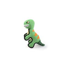 Coolpet Rex the Dinosaur Treat Tail Dog Toy – Interactive Treat & Squeaky Dog Toy A green dinosaur-shaped dog toy with orange details and a treat tail.