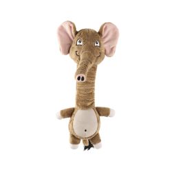Plush elephant toy with a white background