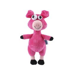 Pink plush toy pig on a white background