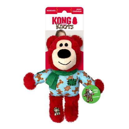 KONG Holiday Wild Knots Bear Dog Toy Red Sm/Md
