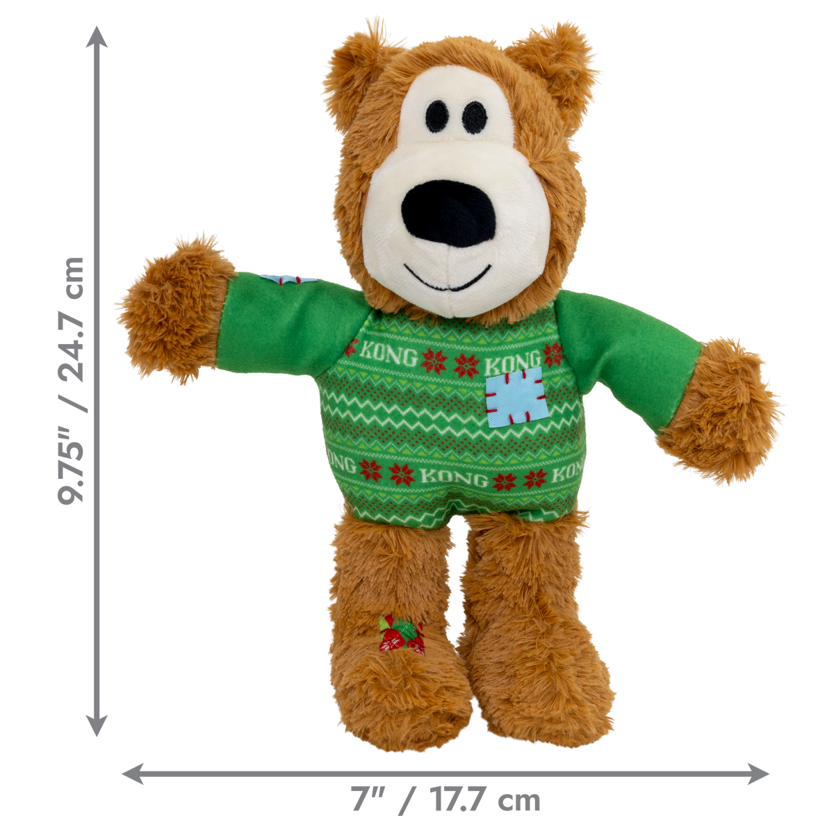 KONG Holiday Wild Knots Sweater Bear Dog Toy Green Md/Lg