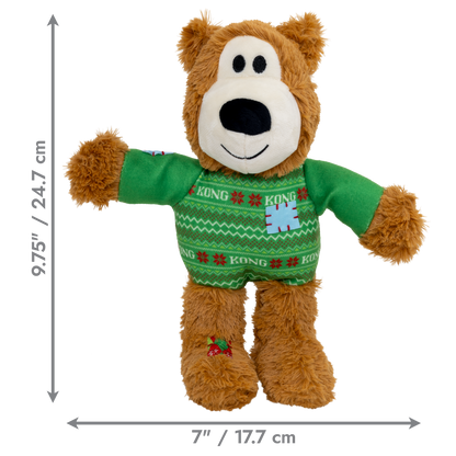 KONG Holiday Wild Knots Sweater Bear Dog Toy Green Md/Lg