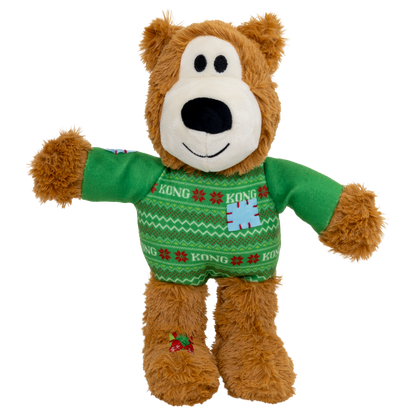 KONG Holiday Wild Knots Sweater Bear Dog Toy Green Md/Lg
