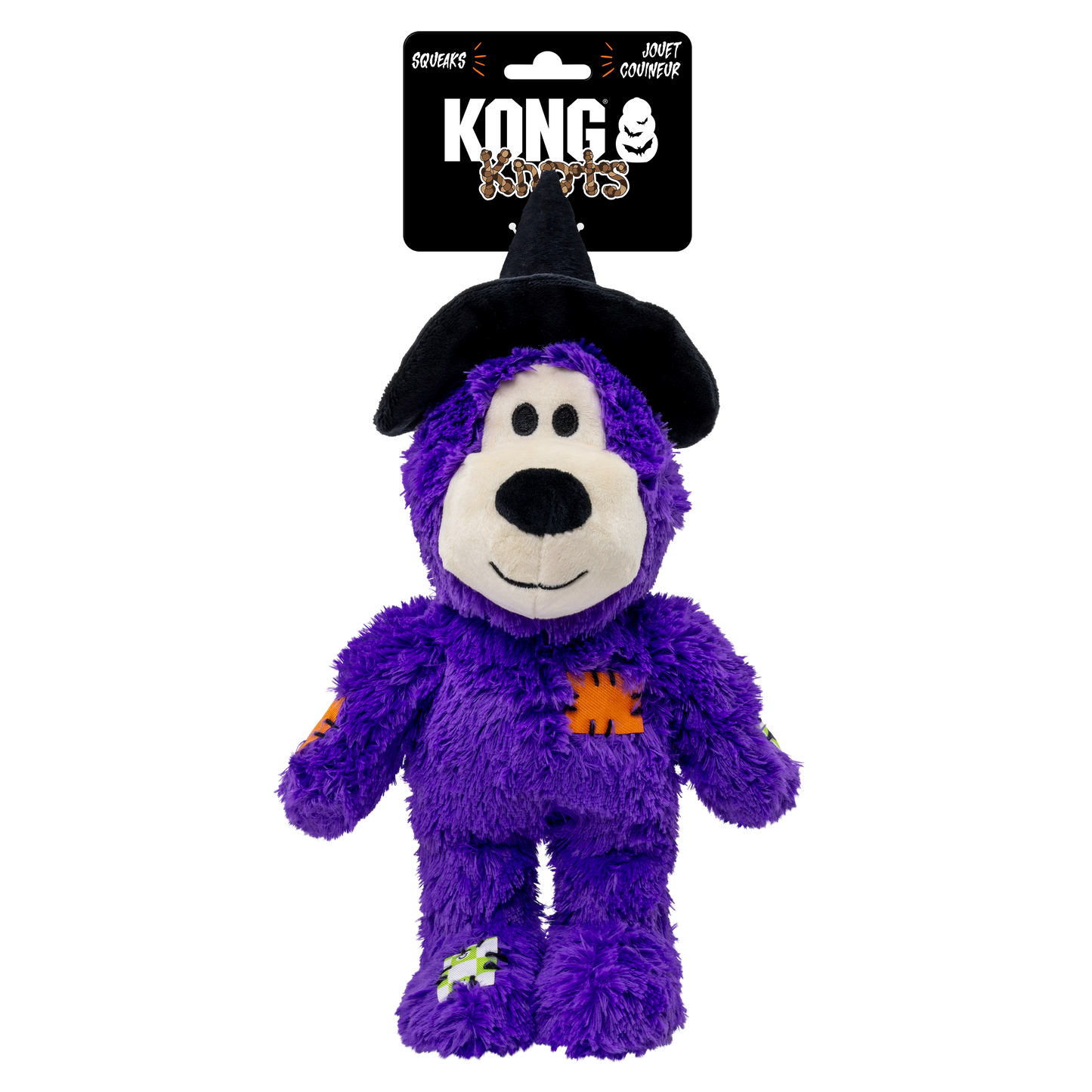 KONG Halloween Wild Knots Witch Bear. Dog Toy Purple Md/Lg
