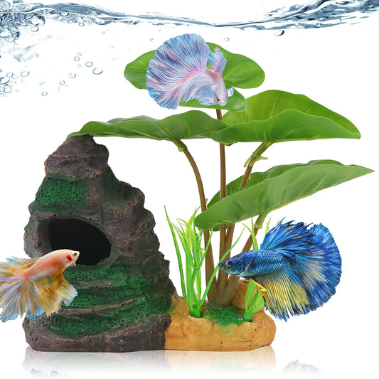 COOSPIDER Betta Fish Leaf Hammock & Cave Fish Tank Decoration