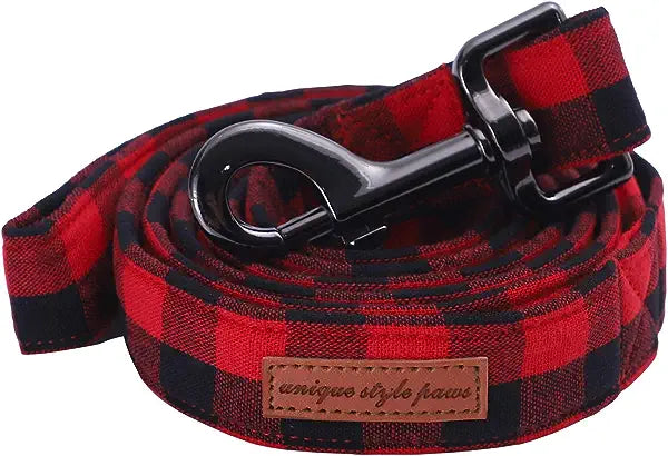 CLEARANCE - Unique Style Paws Red Grid Dog Lead S