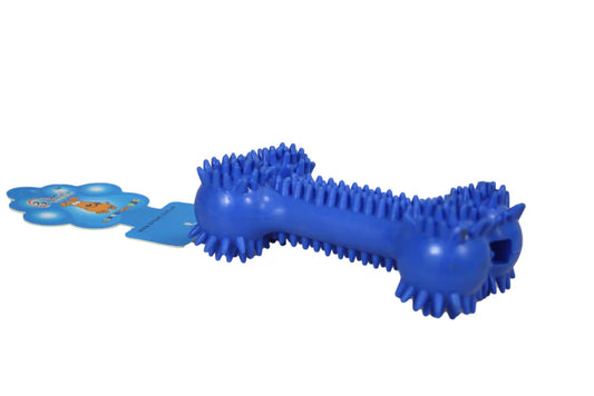 Rubber Spikey Bone Dog Toy 12cm. various colours