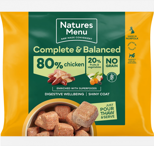 *Frozen Natures Menu 80/20 Chicken Nuggets Dog Food 1kg.